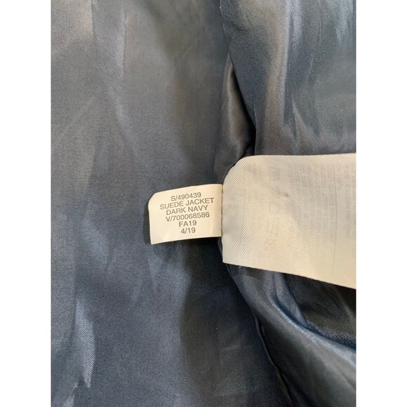 Banana Republic Jacket Mens XL Vegan Suede Microfiber Dark Navy Bomber Lined‎ - Picture 8 of 9